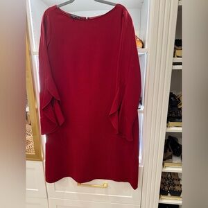 Lafayette 148 New York Burgandy Long Sleeve Dress